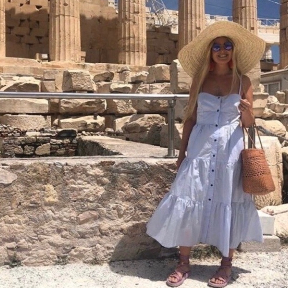 Solid & Striped Button Up Tiered Midi Dress - image 2